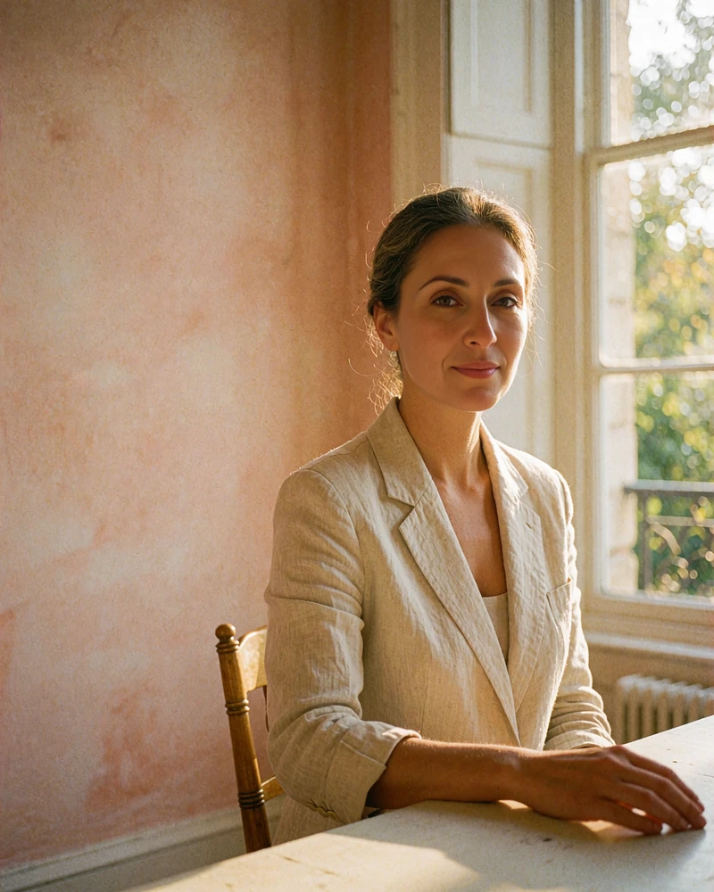 Armenian member in a linen blazer seated near a sunlit window in a quiet study room